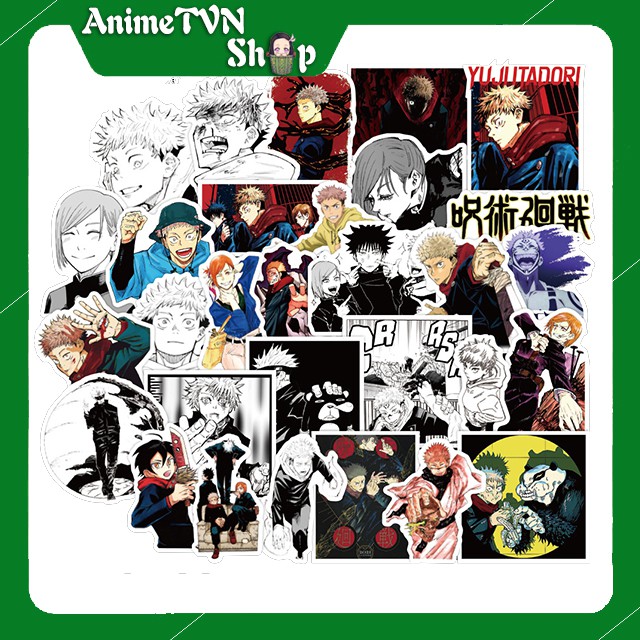 Miếng dán Sticker anime Jujutsu Kaisen trọn bộ 50 hình - In rõ ràng sắc nét khó tróc