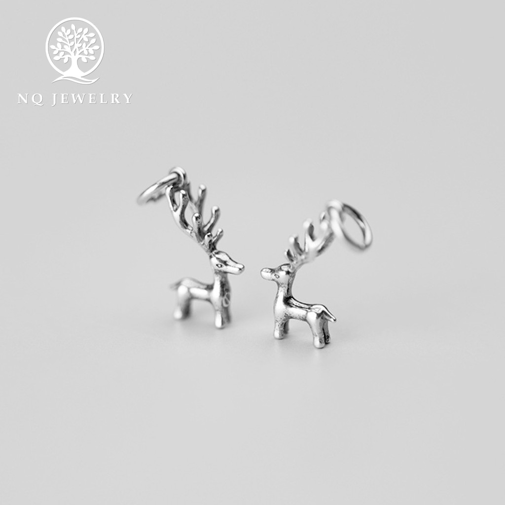 Charm bạc con hươu sừng dài treo - NQ Jewelry