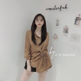Sơ mi nâu tây rút eo sịn sò về hàng