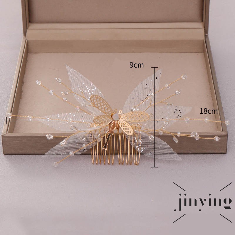 GETNOIVAS Lược Cài Tóc Hình Bướm Đính Đá Lấp Lánh Cho Cô Dâu