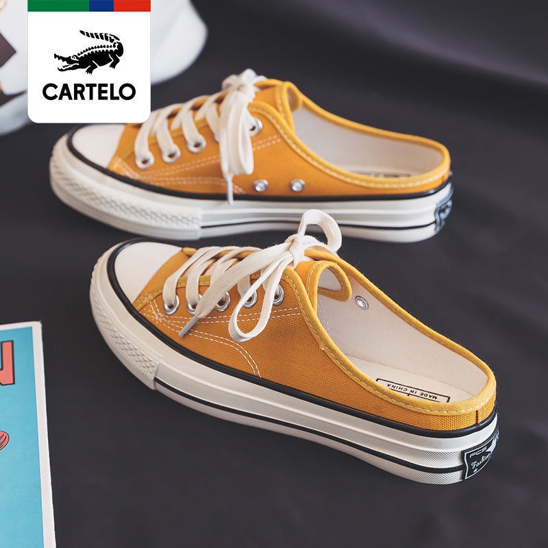 Giày Thể Thao canvas Hở Gót Không Gót Phong Cách Hàn Quốc Mới 2021 Dành Cho Nữ