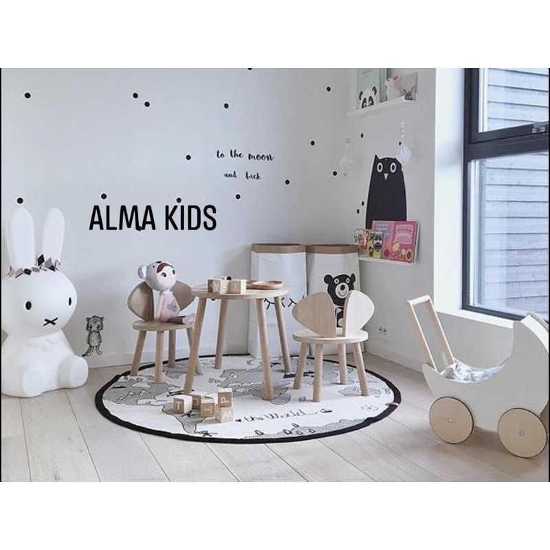 Ghế Gỗ Tai Thỏ Sừng Hươu Cánh Bướm Ghế Gỗ Có Tựa Lưng Dễ Thương Cho Bé