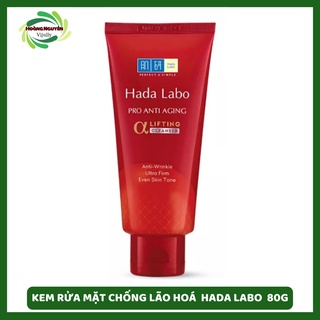 Sữa Rửa Mặt Hada Labo Màu Đỏ Chuyên Biệt Chống Lão Hóa, Dưỡng Trắng Da - HadaLabo Pro Anti Aging α Lifting Cleanser 80g