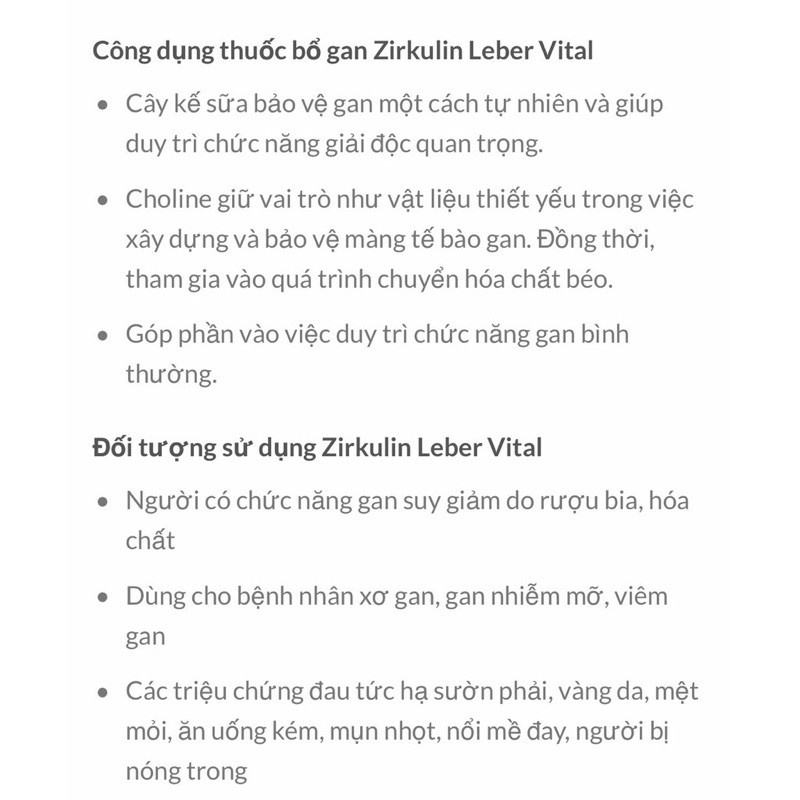 Viên uống Bổ Gan Zirkulin Leber Vital Mariendistel Dragees, 60 viên ĐỨC