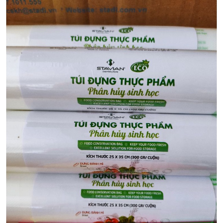 Túi đựng thực phẩm phân hủy sinh học Green eco 25cm x 35cm cuộn 300g