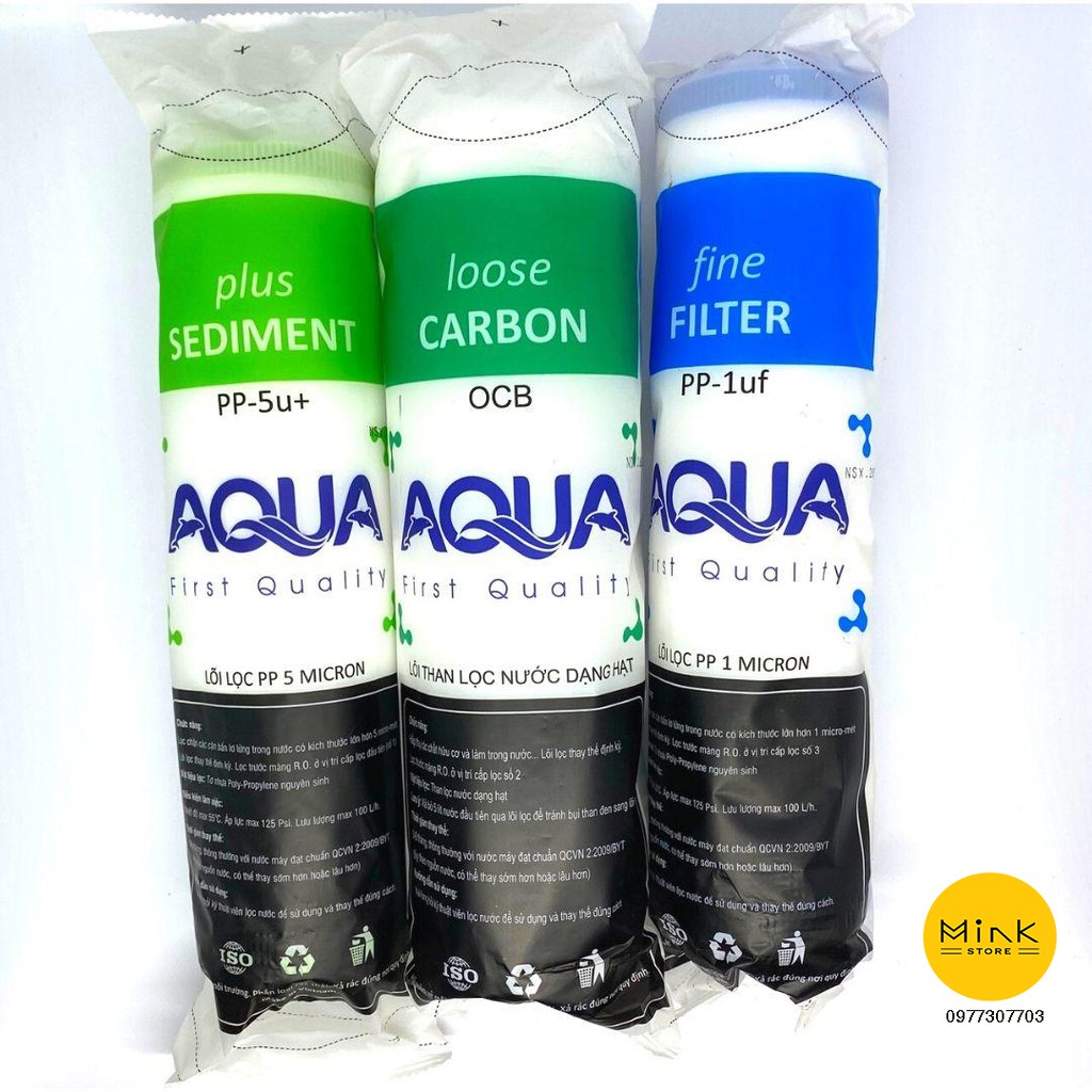 Combo 3 Lõi lọc nước AQUA 123 dùng cho tất cả máy lọc nước RO