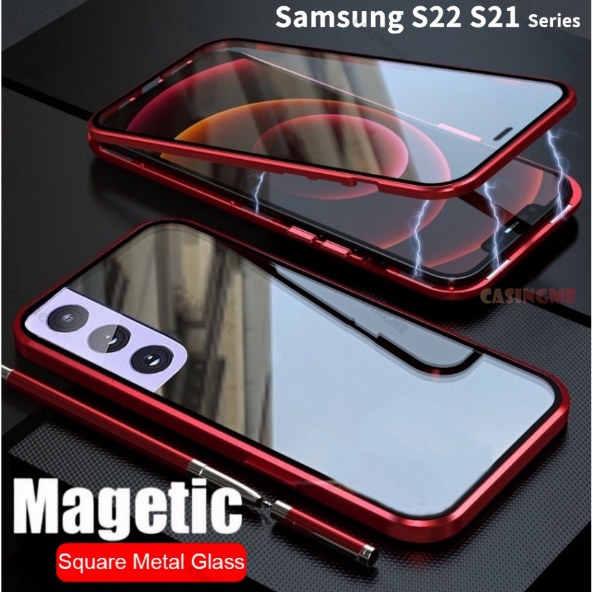 Ốp Điện Thoại Kính Cường Lực Cứng Hai Mặt Bảo Vệ 360 Độ Cho Samsung Galaxy S23 S22 S21 FE Ultra Plus 4G 5G