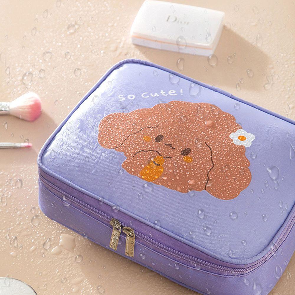 OCEANMAP Túi Đựng Mỹ Phẩm Chống Thấm Nước Có Khóa Kéo Họa Tiết Hoạt Hình Dễ Thương