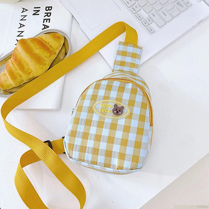 Túi đeo chéo họa tiết caro thời trang nhiều màu tùy chọn cho bé trai và bé gái