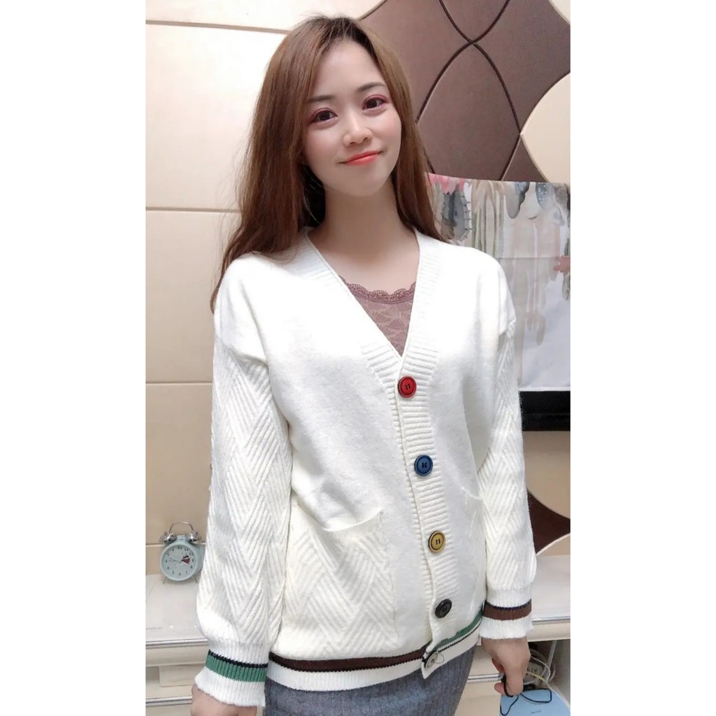 [Mua 1 tặng 1 ] Áo khoác len 💖 có sẵn 💖 Áo len cardigan có túi phối nút cực xinh 2020 - Tặng 5 bao lì xì hoạt hình | BigBuy360 - bigbuy360.vn