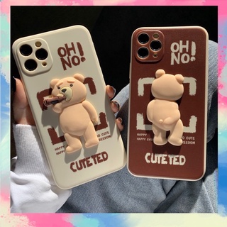 Ốp Lưng Silicon Màu đủ dòng Bảo Vệ CAMERA Hình Nổi Cute Ted-I057