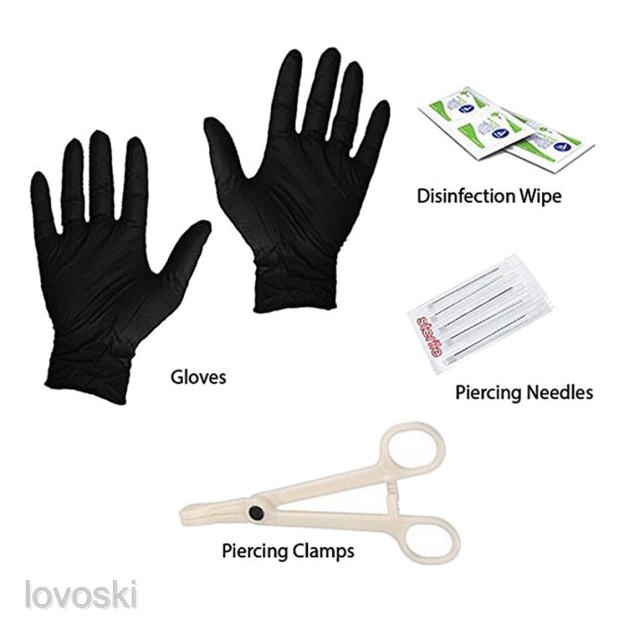 Bộ 15 Kim Xỏ Khuyên Rốn / Găng Tay / Rốn Đính Đá CZ 14G