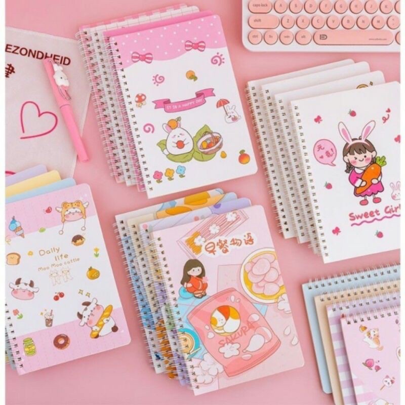 Vở viết, sổ tay lò xo gấu khổ giấy A5 xinh xắn