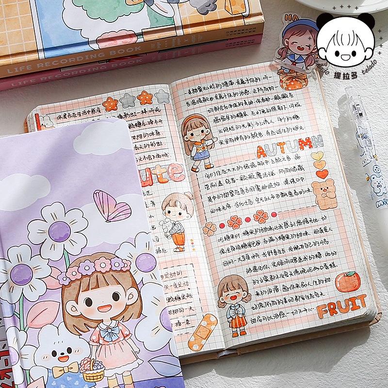 Peach Cute Girl weeks Notebook Memo Pad School Office Stationery Notepad
