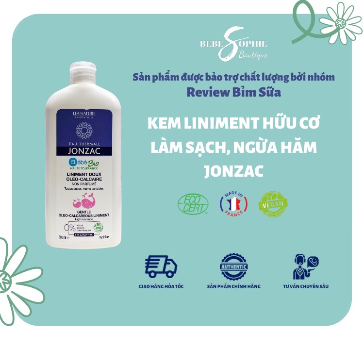 Chính Hãng - Kem liniment hữu cơ làm sạch, ngừa hăm Jonzac 500ml - Nội địa Pháp