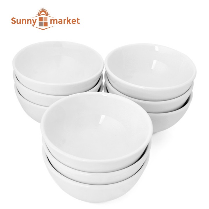 Bộ 10 chén sứ trắng trơn size 11cm, bộ 10 bát ăn cơm, combo 10 chén ăn cơm