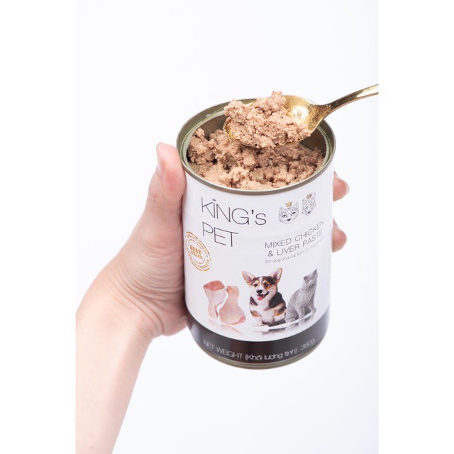 Pate Cá và Gà Hỗn Hợp Cho Chó Mèo King’s Pet lon 380g | Thức ăn chó mèo King Pet 380g