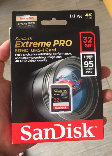 Thẻ Nhớ Máy Ảnh SD SDisk Extreme Pro 633x 32GB Class 10 U3 95MB/S