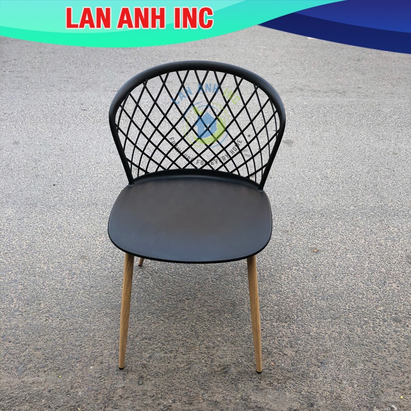 Ghế nhựa cafe văn phòng bàn ăn chân sắt tựa lưng cao đẹp eames LAGE323