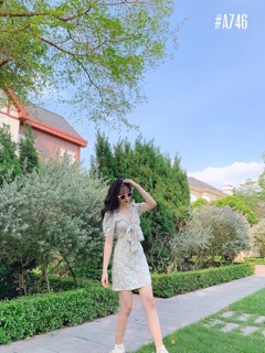 Đầm hoa cúc cột nơ GG