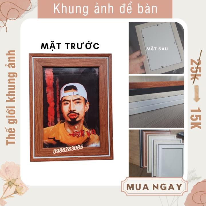 Khung hình để bàn kích thước 13x18 mẫu đẹp, khung mẫu kẻ viền cách điệu tặng kèm chân để bàn