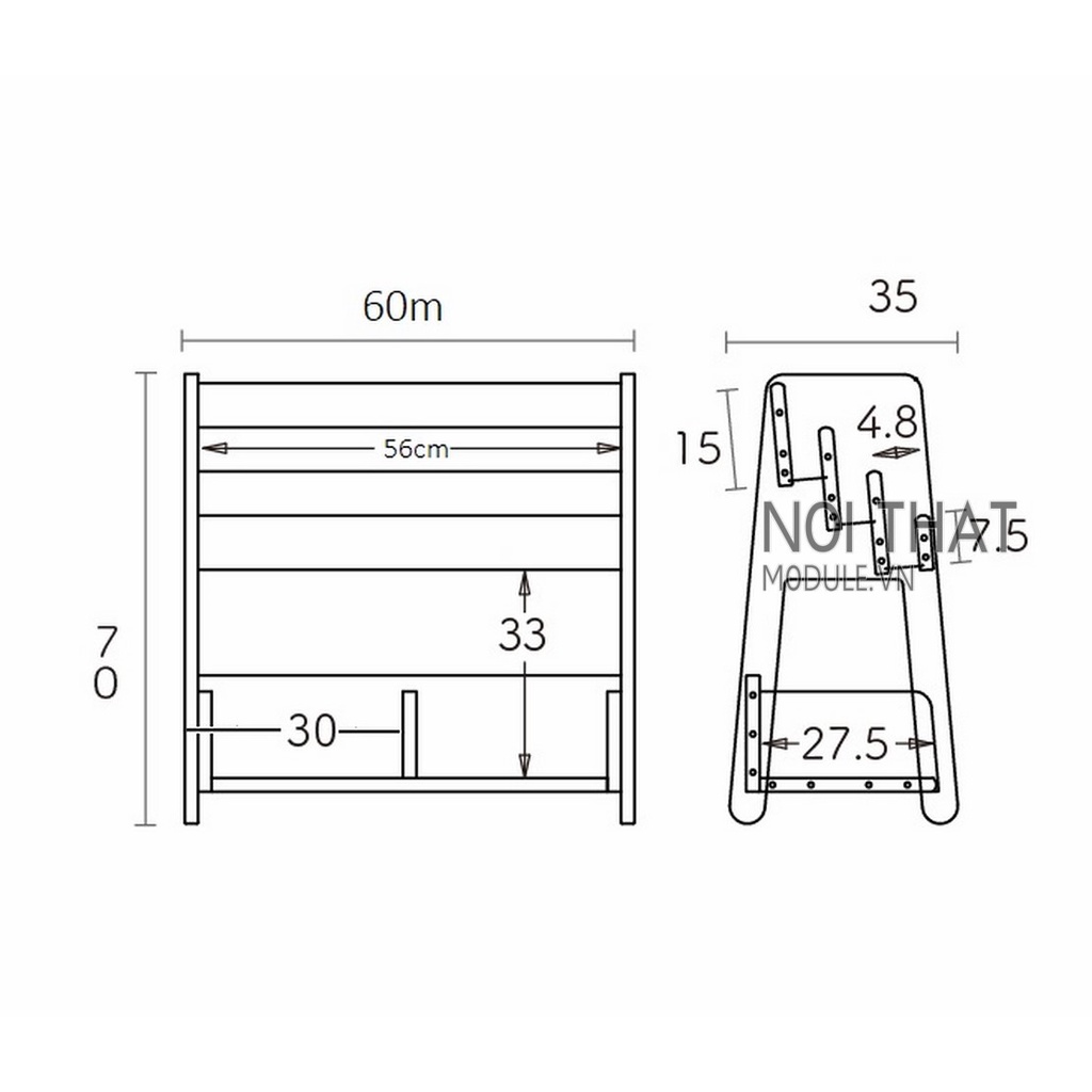 Kệ giá sách đa năng cho bé, kệ để đồ chơi sách vở montessori gỗ thông tự nhiên sx noithatmodule