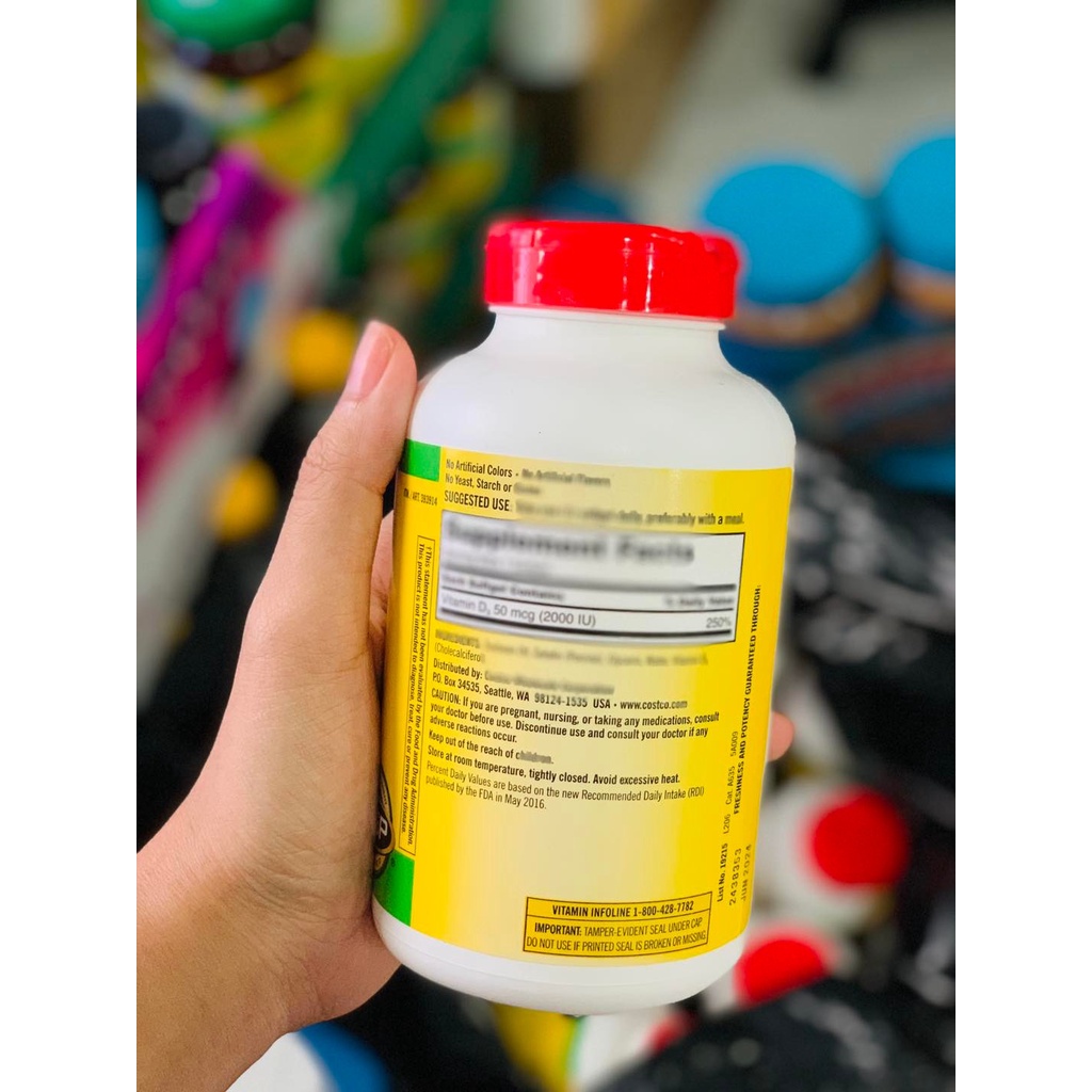 Viên Uống Bổ Sung Vitamin D3 Kirkland Signature 2000IU 600 Viên