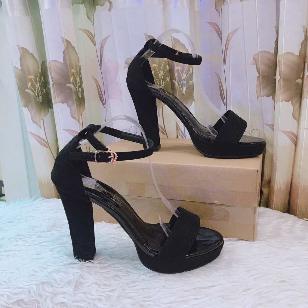 Giày cao gót đúp vuông 10p quay ngang bít gót  __LZ011