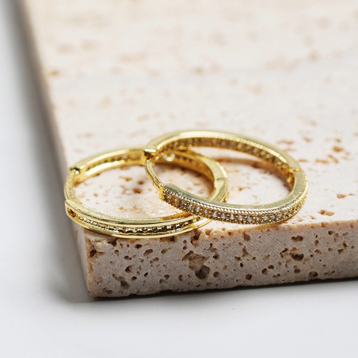 14K Gold-Coated Zircon Earring Ring Round Ear Buckle Fashion Ear Clip Ear Jewelry 004