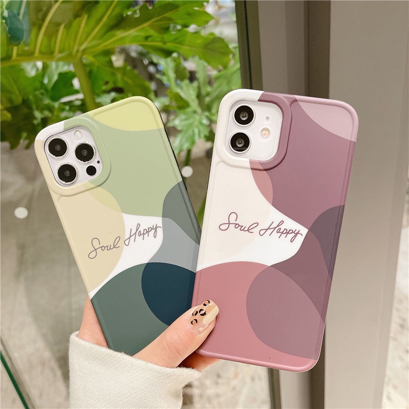Ốp điện thoại cao su mềm chống rơi phối màu tương phản thích hợp cho IPhone 12 12promax 7 8Plus XR XSMAX 11 11promax