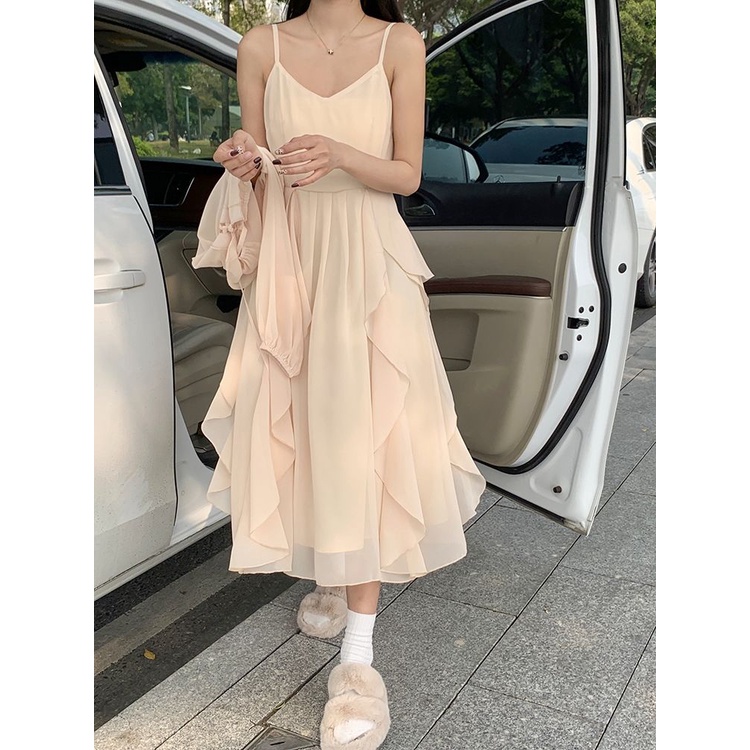 Set Áo Cardigan Phối Bèo + Chân Váy Lửng Thời Trang 2022 Cho Nữ