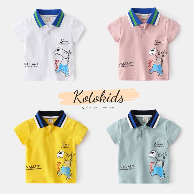 Áo Polo cho bé WELLKIDS áo bé trai họa tiết ngộ nghĩnh chất cotton