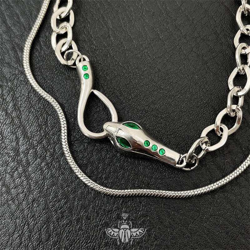 Vòng cổ Hai Lớp Mặt Hình Rắn Sang Trọng Thời Trang Cho Nữ