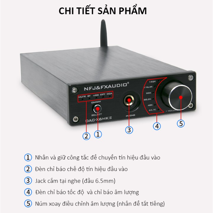 Bộ Dac Giải Mã Khuếch Đại Âm Thanh Không Dây Công Nghệ Bluetooth 5.0 Fx-Audio Dac X6 Mkii