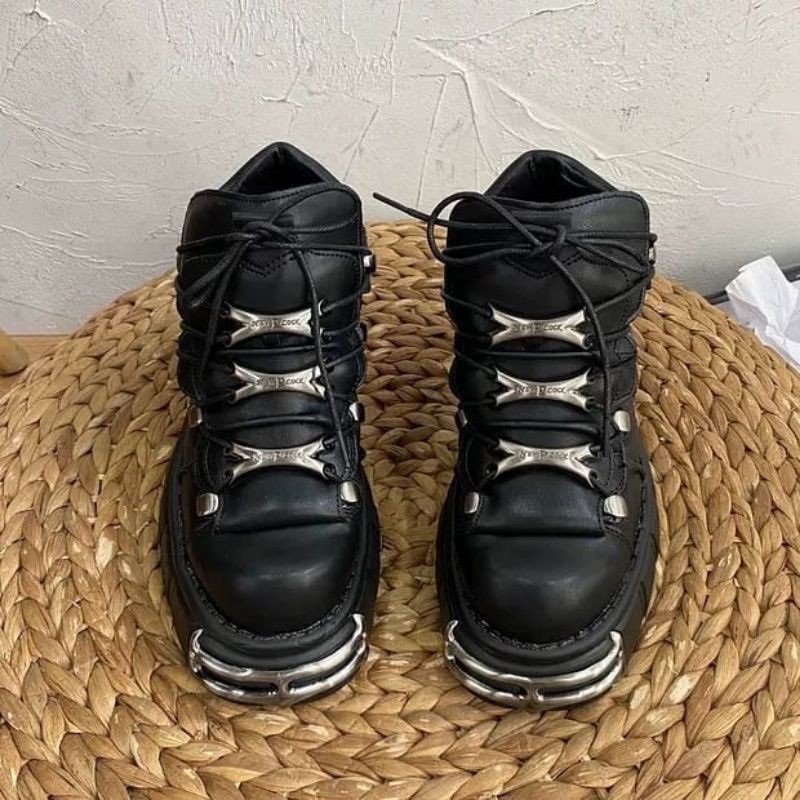 GIÀY L1129 BLACK GOTHIC ROCKY OXFORD SHOES - GIÀY ĐẾ ĐINH SẮT CAO 6CM ĐENN