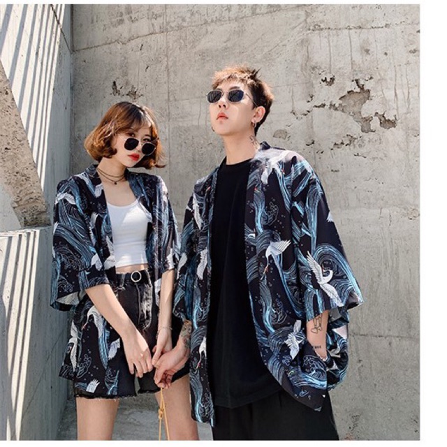 Áo Khoác kimono haori happi hạc và cá chép