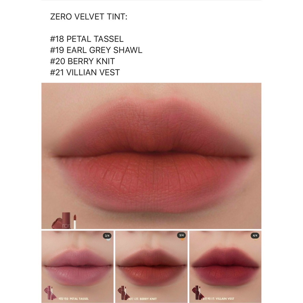 (Từ Mầu 01-25) Son kem lì Romand Zero Velvet Tint