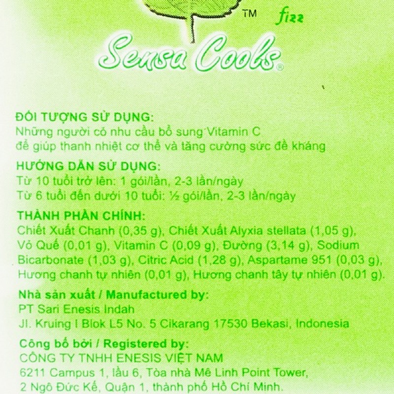 SENSACOOLS - BỘT SỦI THANH NHIỆT,GIẢI ĐỘC, TĂNG ĐỀ KHÁNG