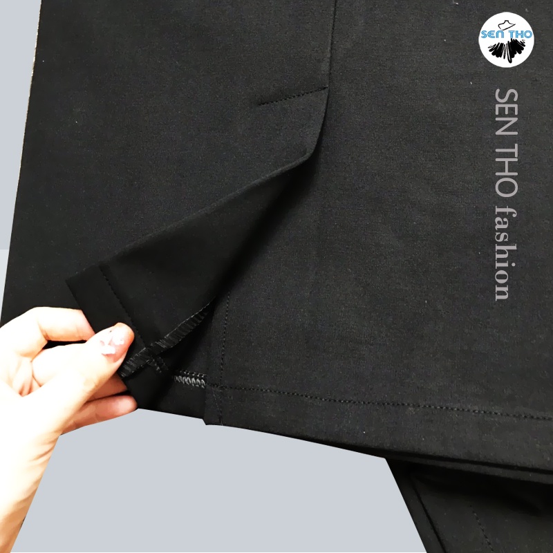 Chân Váy Công Sở Bút Chì Chất Umi Hàn Lưng Thun Cạp Cao Co Giãn Ôm Body Xẻ Sau Dáng Ngắn Màu Đen | BigBuy360 - bigbuy360.vn