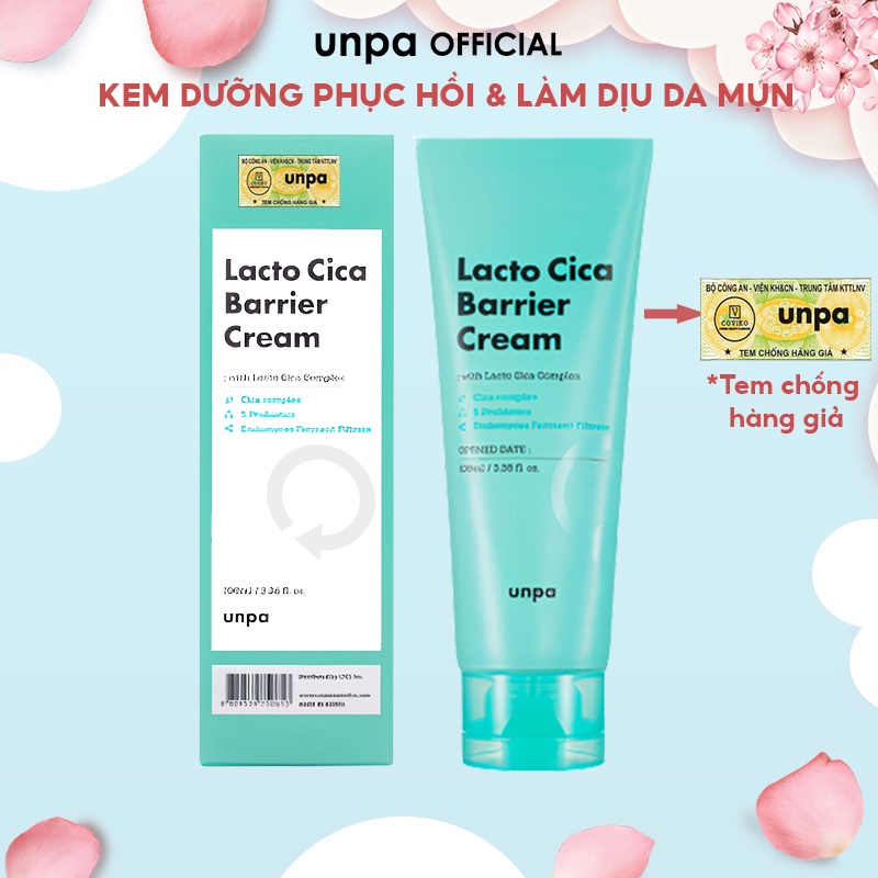 Kem Dưỡng Ẩm Phục Hồi Và Làm Sáng Da Unpa Lacto Cica Barrier Cream 100ml