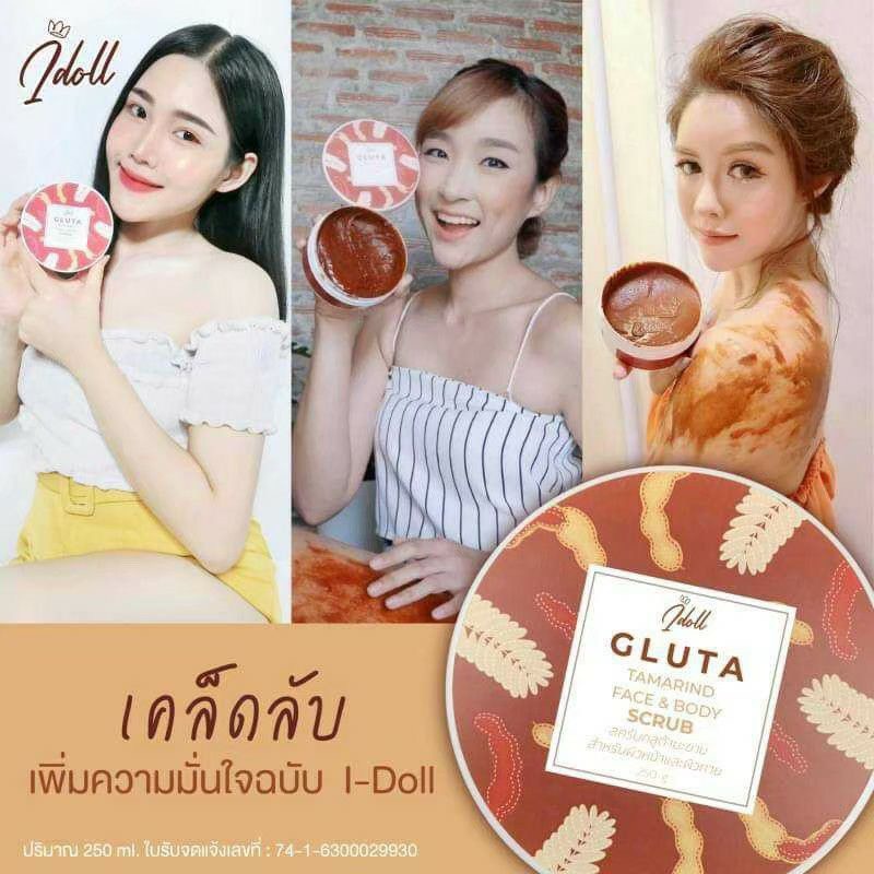 Tẩy Da Chết IDOLL Tamarind White Spa Gluta FACE &amp; BODY 250gr - Giúp Da Sáng, Hồng - Wincy Mart