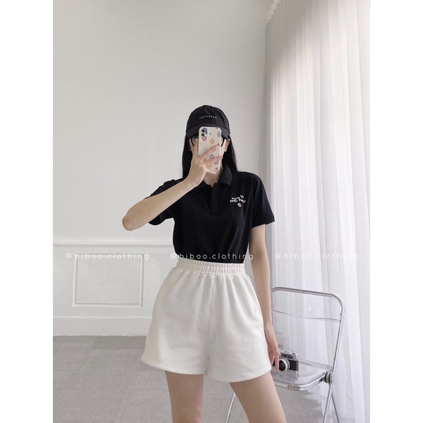 BIBOO - Áo polo có cổ tay ngắn form unisex nam nữ ENJOY THE LITTLE THINGS chất liệu cotton cao cấp