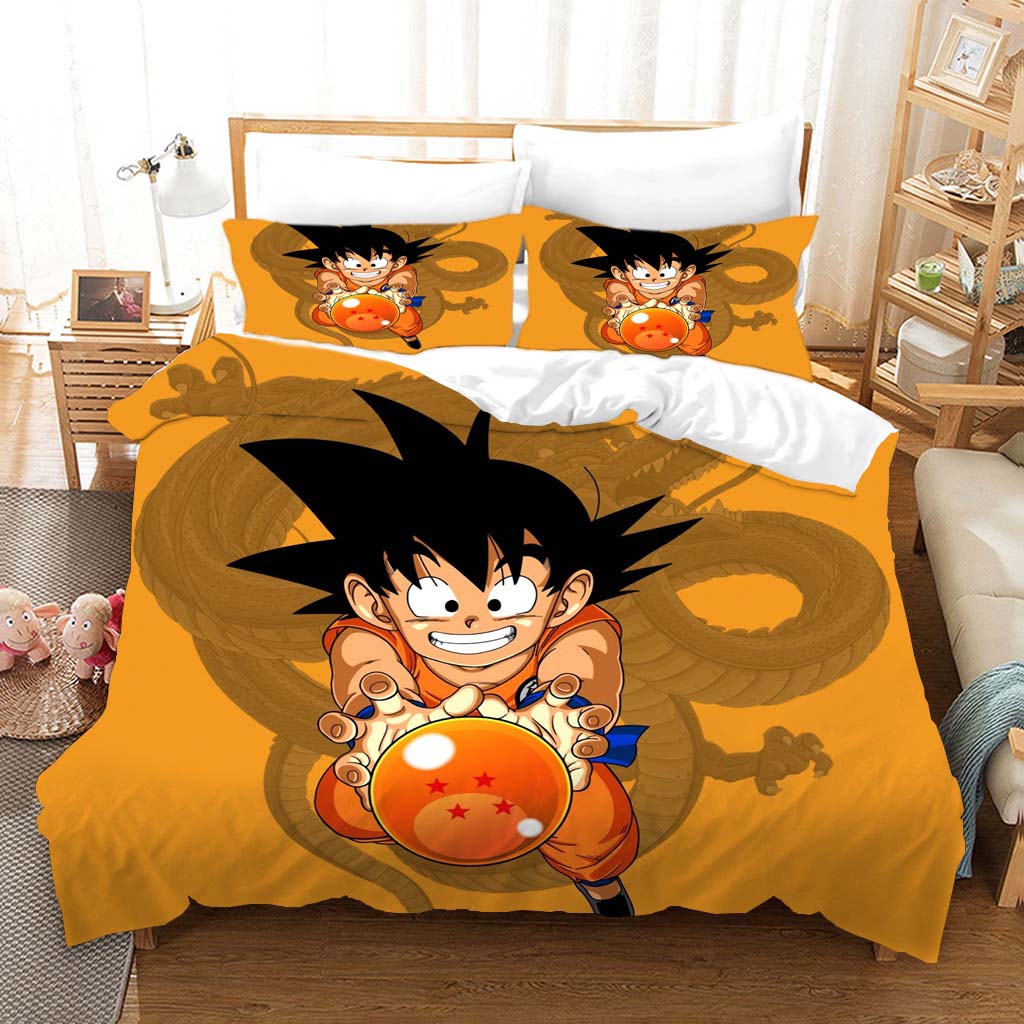 Bộ Ga Giường 3 Trong 1 In Hình Dragon Ball Dễ Thương