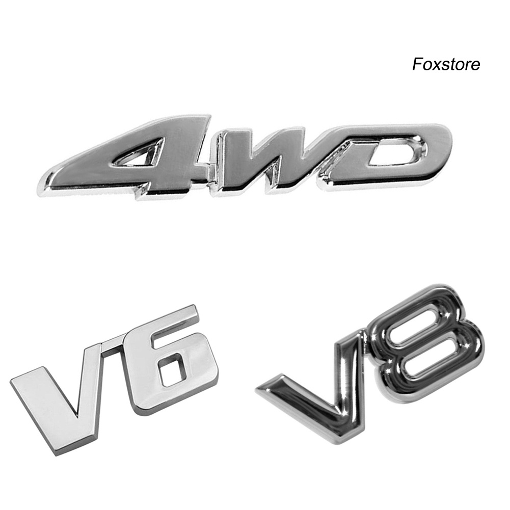 Miếng Dán Kim Loại Trang Trí Xe Hơi 4WD V6 V8 fs-47