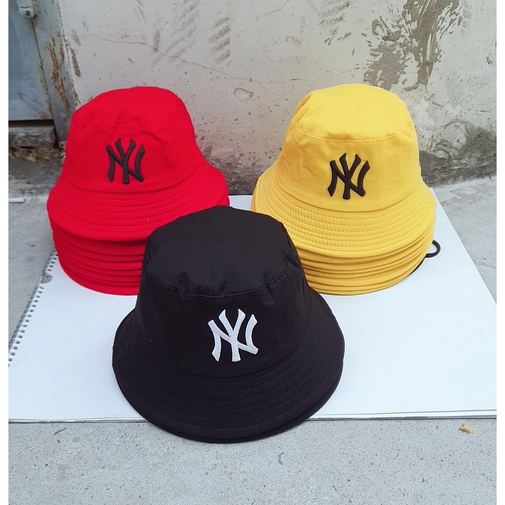 Mũ nón bucket rộng vành NY cho bé 1-4 Tuổi có dây chống rơi
