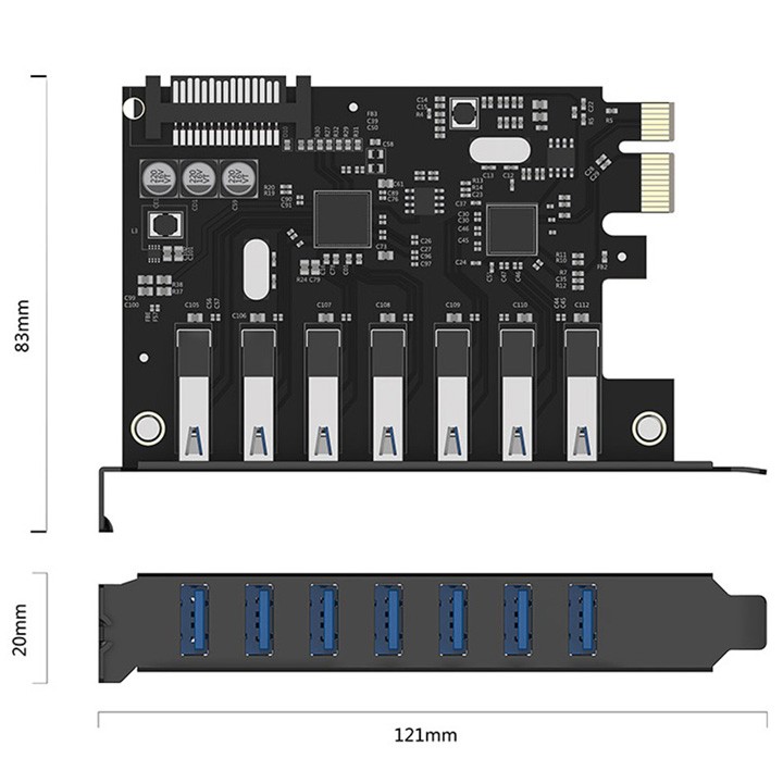 Card chuyển đổi PCI-E ra 7 cổng USB3.0 Orico PVU3-7U