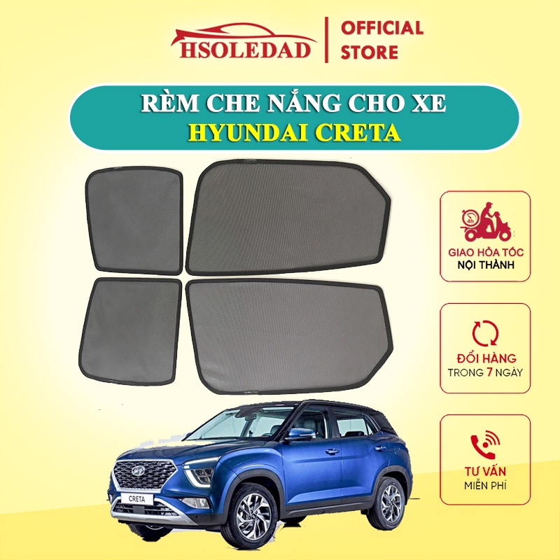 Rèm che nắng nam châm cho xe Hyundai Creta, bộ 4 tấm cho 4 cửa, hàng loại 1 cao cấp nhất, vừa khít kính