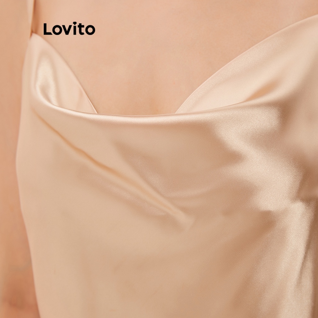Lovito Bộ Đồ Ngủ Vải Satin Lưng Thun L20D466