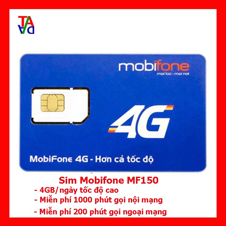 {Sim Hot} Sim 4G Mobifone MF150 Tặngi 4GB/ngày, 1000 Phút Nội Mạng, 200 Phút Ngoại Mạng - Hộ Khẩu Hà