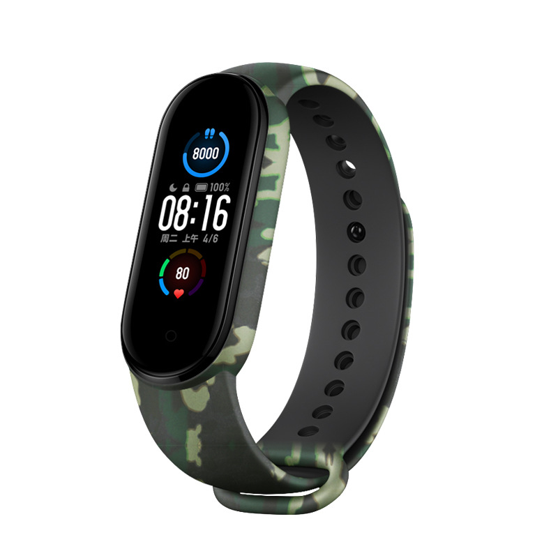 Dây Đeo Silicon Họa Tiết Rằn Ri Cho Đồng Hồ Thông Minh Mi Band 6 Mi Band 5 Band 3